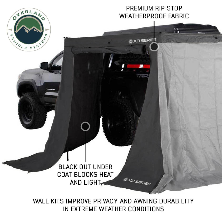 XD Nomadic 270 LTE Awning Walls - Black Fabric and Trim Open