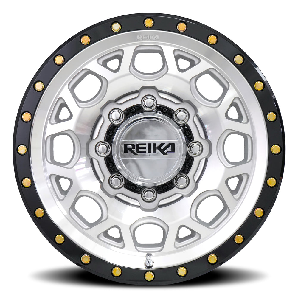 Reika R45 Marauder wheel in Machined / Gloss Black Ring – face view