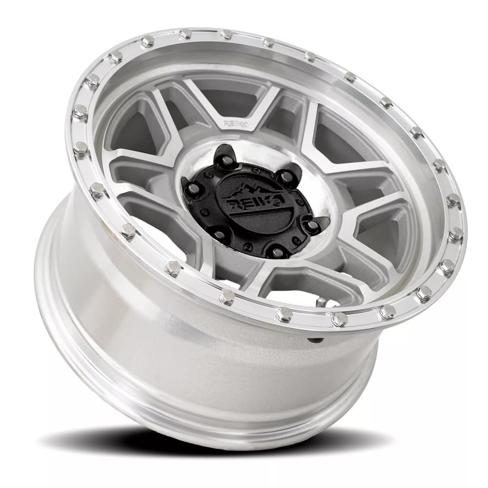 Reika R40 Trooper wheel in Machined Clear – lay-down view