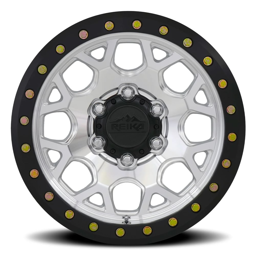 Reika R45 Marauder Beadlock wheel in Machined / Black E-Coated Ring – face view