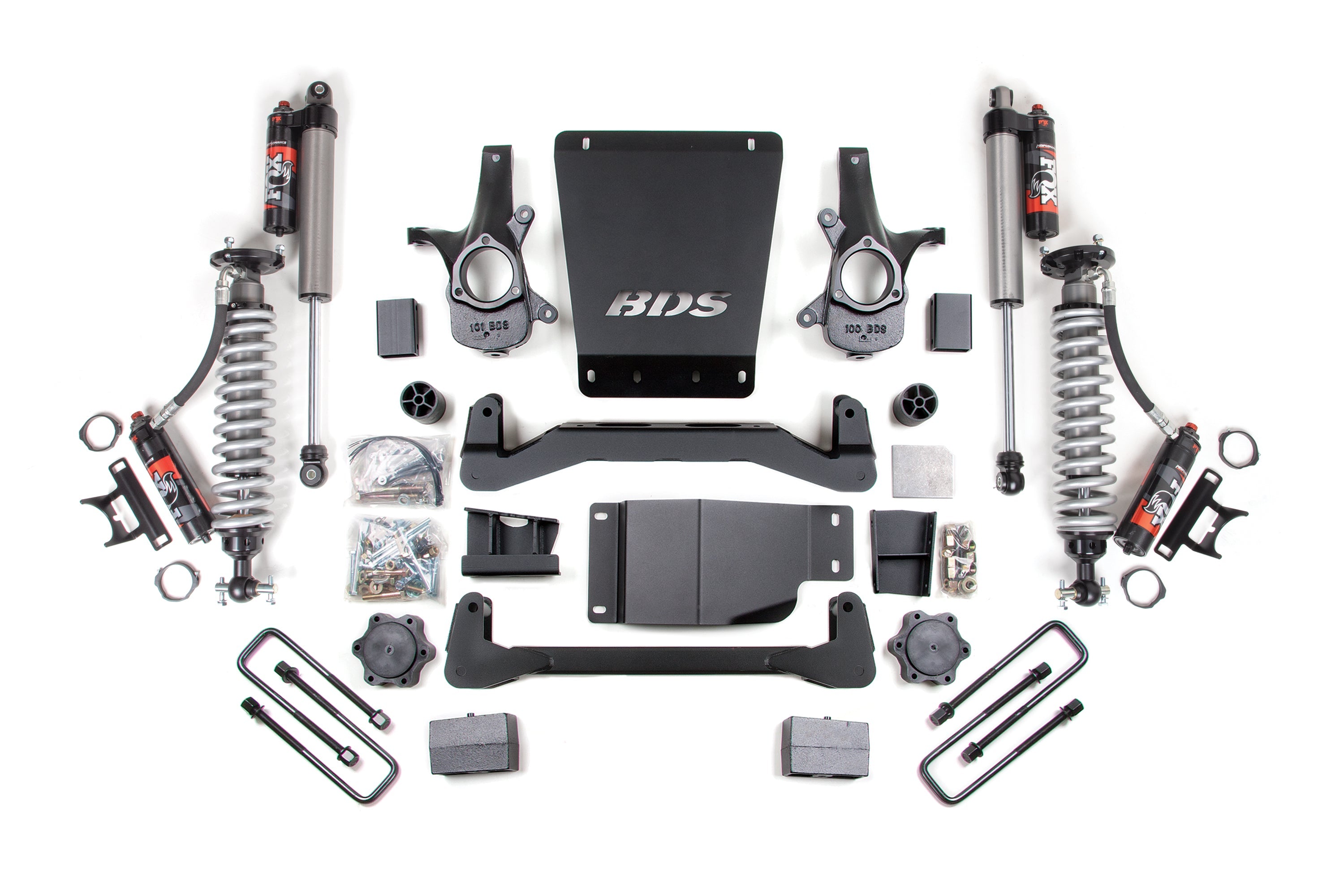BDS 4 Inch Lift Kit FOX 2.5 Performance Elite Coilovers Chevy Silverado 1500 GMC Sierra 1500 4WD (2007–2013)