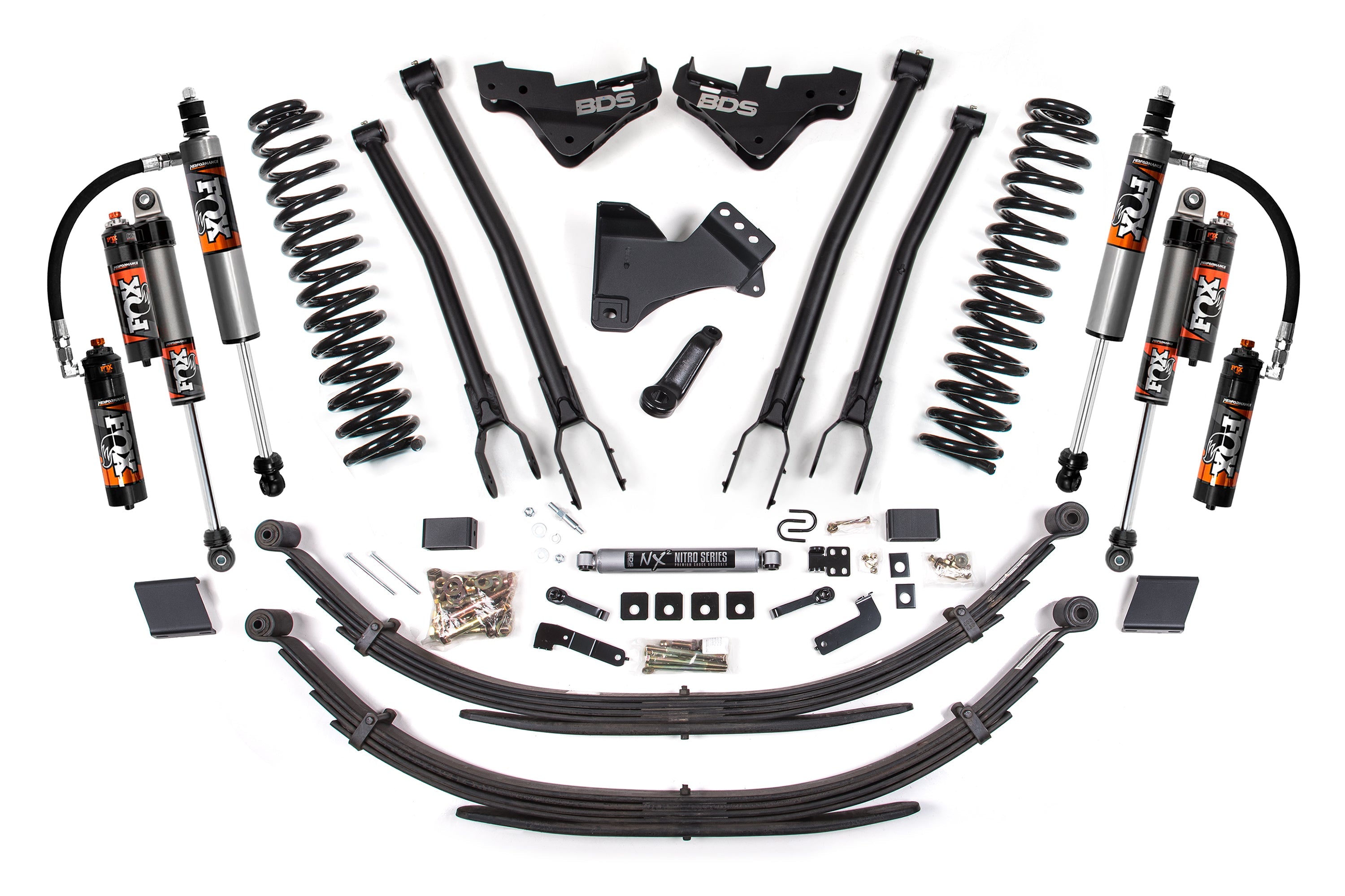 BDS 5 Inch Suspension Lift Kit w/ 4-Link & FOX 2.5 Performance Elite Ford F-250/F-350 Super Duty Diesel 4WD (2023–2026)