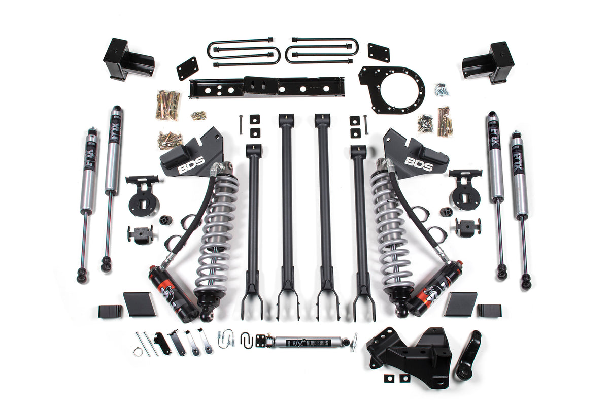 6 Inch Lift Kit w/ 4-Link | FOX 2.5 Performance Elite Coil-Over Conversion | Ford F250/F350 Super Duty (17-19) 4WD | Diesel - Block Kit and Add-A-Leaf / FOX 2.5 Performance Elite