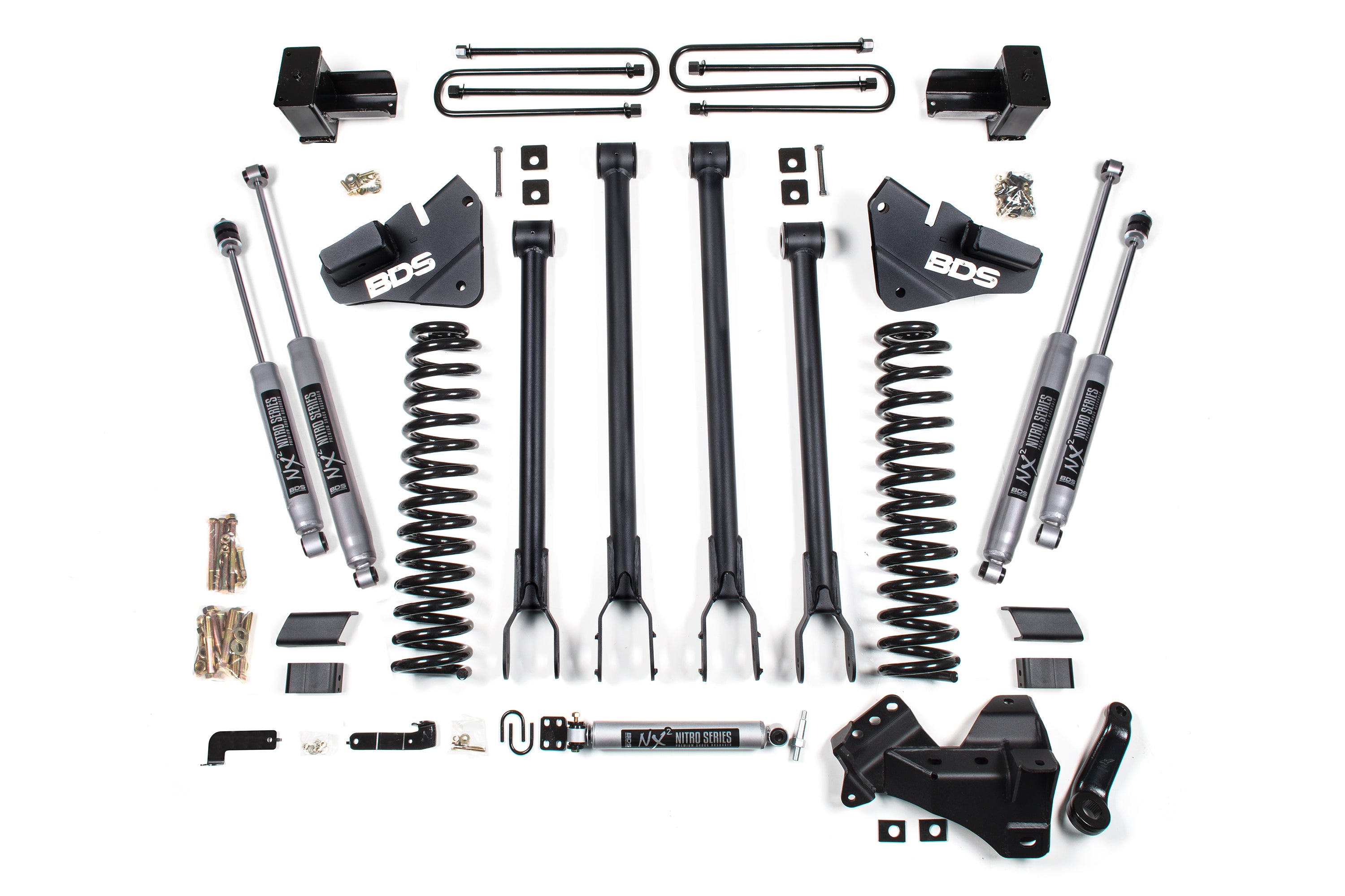 4 Inch Lift Kit | 4-Link Conversion | Ford F250 / F350 Super Duty (17-19) 4WD | Gas - Leaf Springs / FOX 2.5 Performance Elite