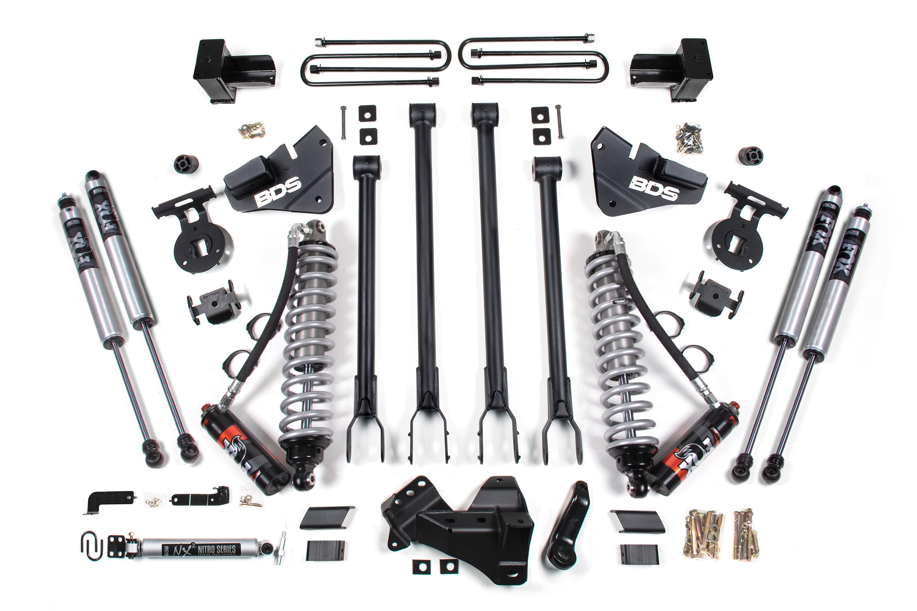 4 Inch Lift Kit w/ 4-Link | FOX 2.5 Performance Elite Coil-Over Conversion | Ford F350 Super Duty DRW (17-19) 4WD | Diesel - FOX 2.5 Performance Elite
