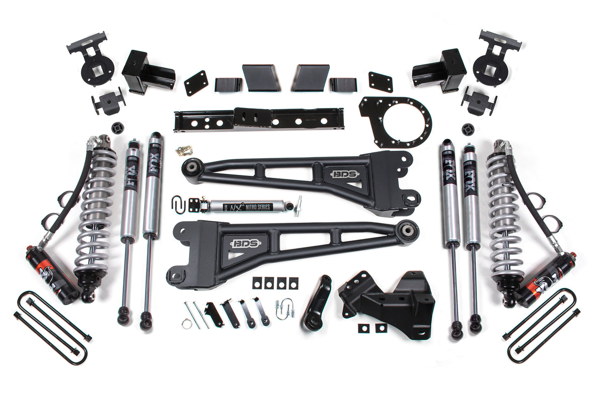 6 Inch Lift Kit w/ Radius Arm | FOX 2.5 Performance Elite Coil-Over Conversion | Ford F250/F350 Super Duty (17-19) 4WD | Diesel - 5 Inch Block with 3 Leaf Main / FOX 2.0 Performance Series