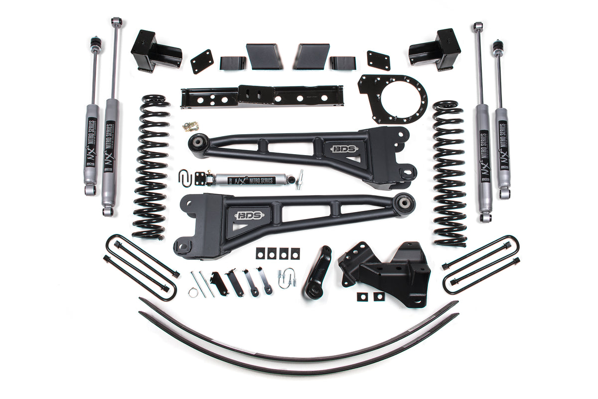 6 Inch Lift Kit w/ Radius Arm | Ford F250/F350 Super Duty (17-19) 4WD | Diesel - 5 Inch Block with 3 Leaf Main / NX2 Nitro Series