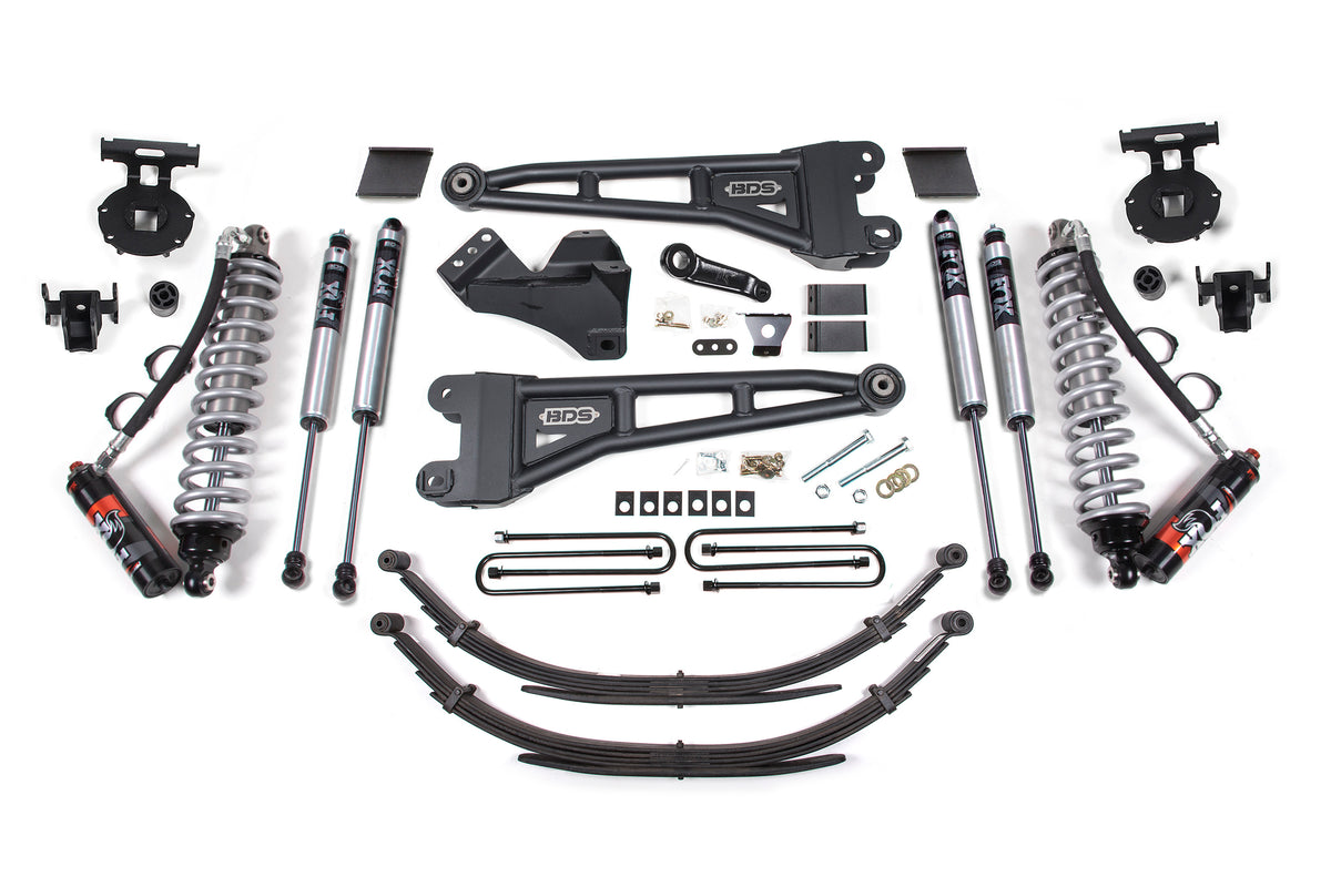 6 Inch Lift Kit w/ Radius Arm | FOX 2.5 Performance Elite Coil-Over Conversion | Ford F250/F350 Super Duty (11-16) 4WD | Diesel - Factory 3 Inch Rear Blocks