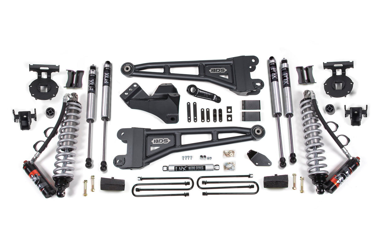 4 Inch Lift Kit w/ Radius Arm | FOX 2.5 Performance Elite Coil-Over Conversion | Ford F250/F350 Super Duty (08-10) 4WD | Diesel - Block Kit With Factory Overload