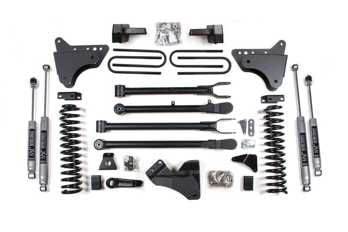 4 Inch Lift Kit w/ 4-Link | Ford F250/F350 Super Duty (08-10) 4WD | Gas - Leaf Springs / NX2 Nitro Series