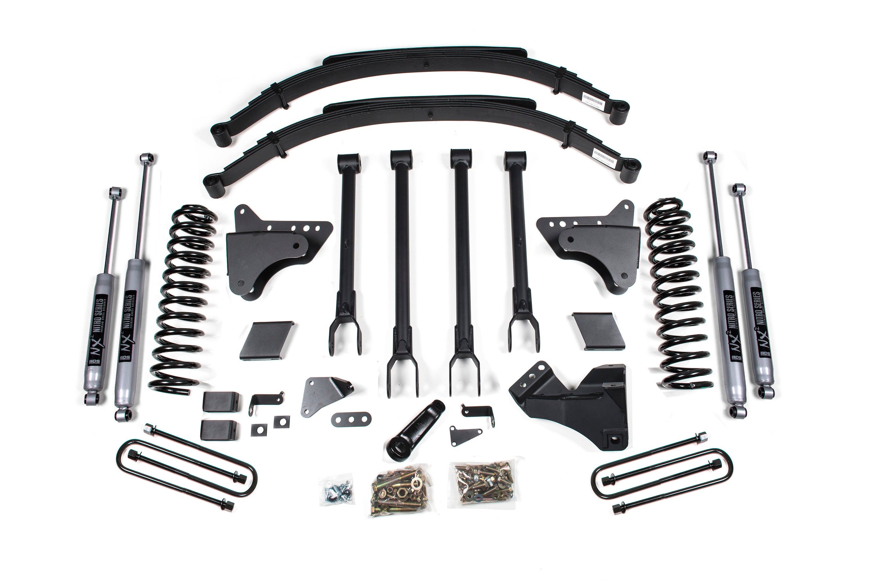 6 Inch Lift Kit w/ 4-Link | Ford F250/F350 Super Duty (11-16) 4WD | Gas - Factory 2 Inch Rear Blocks / NX2 Nitro Series