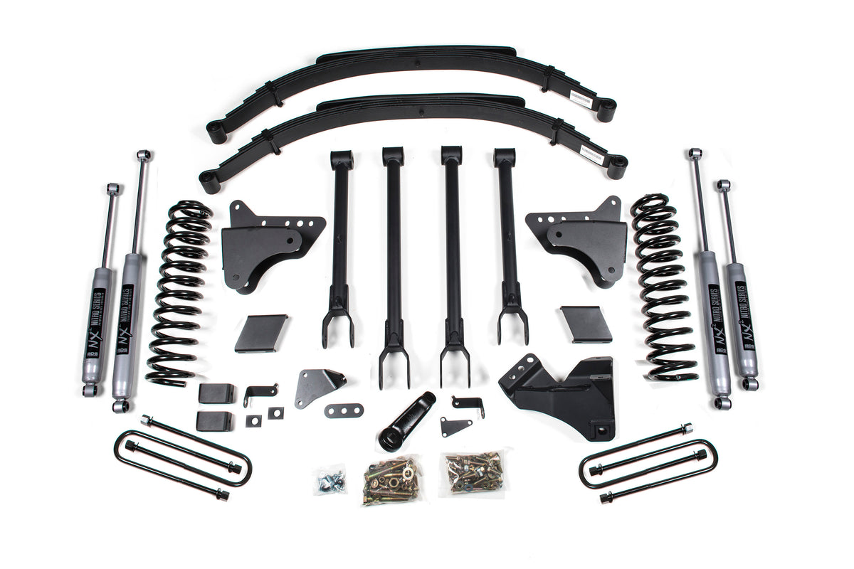 6 Inch Lift Kit w/ 4-Link | Ford F250/F350 Super Duty (11-16) 4WD | Gas - Factory 2 Inch Rear Blocks / NX2 Nitro Series