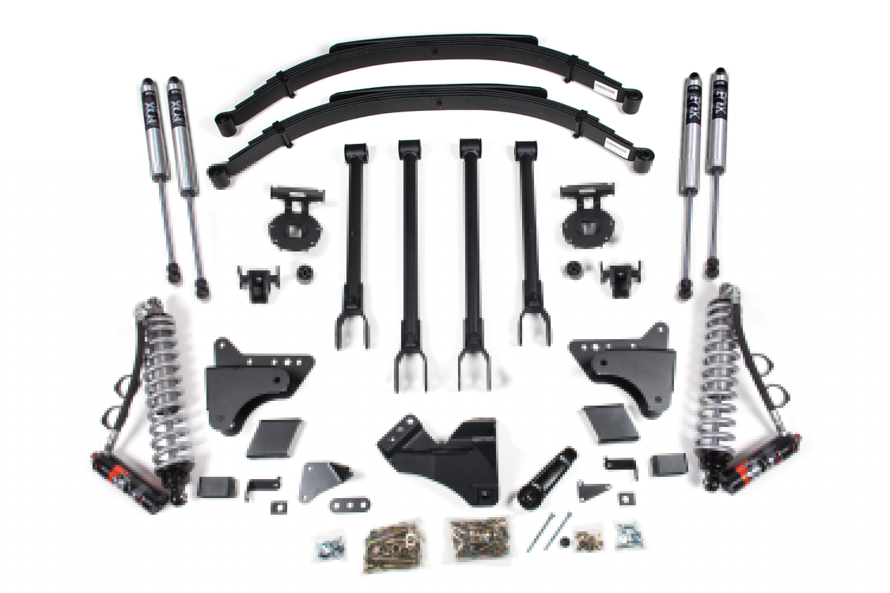 6 Inch Lift Kit w/ 4-Link | FOX 2.5 Performance Elite Coil-Over Conversion | Ford F250/F350 Super Duty (11-16) 4WD | Diesel - Factory 3 Inch Rear Blocks
