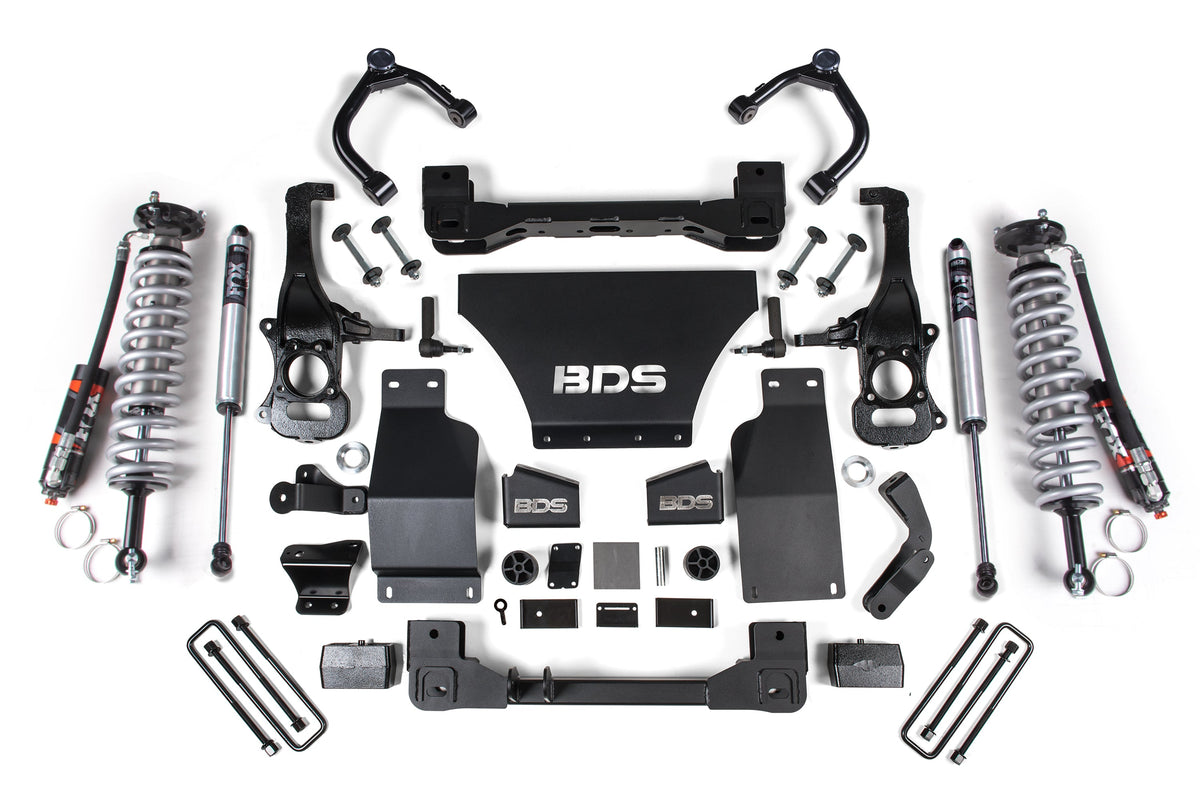 BDS 4 Inch Lift Kit with FOX 2.5 Performance Elite Coil-Over for 2019-2024 Chevy Silverado or GMC Sierra 1500 4WD Gas