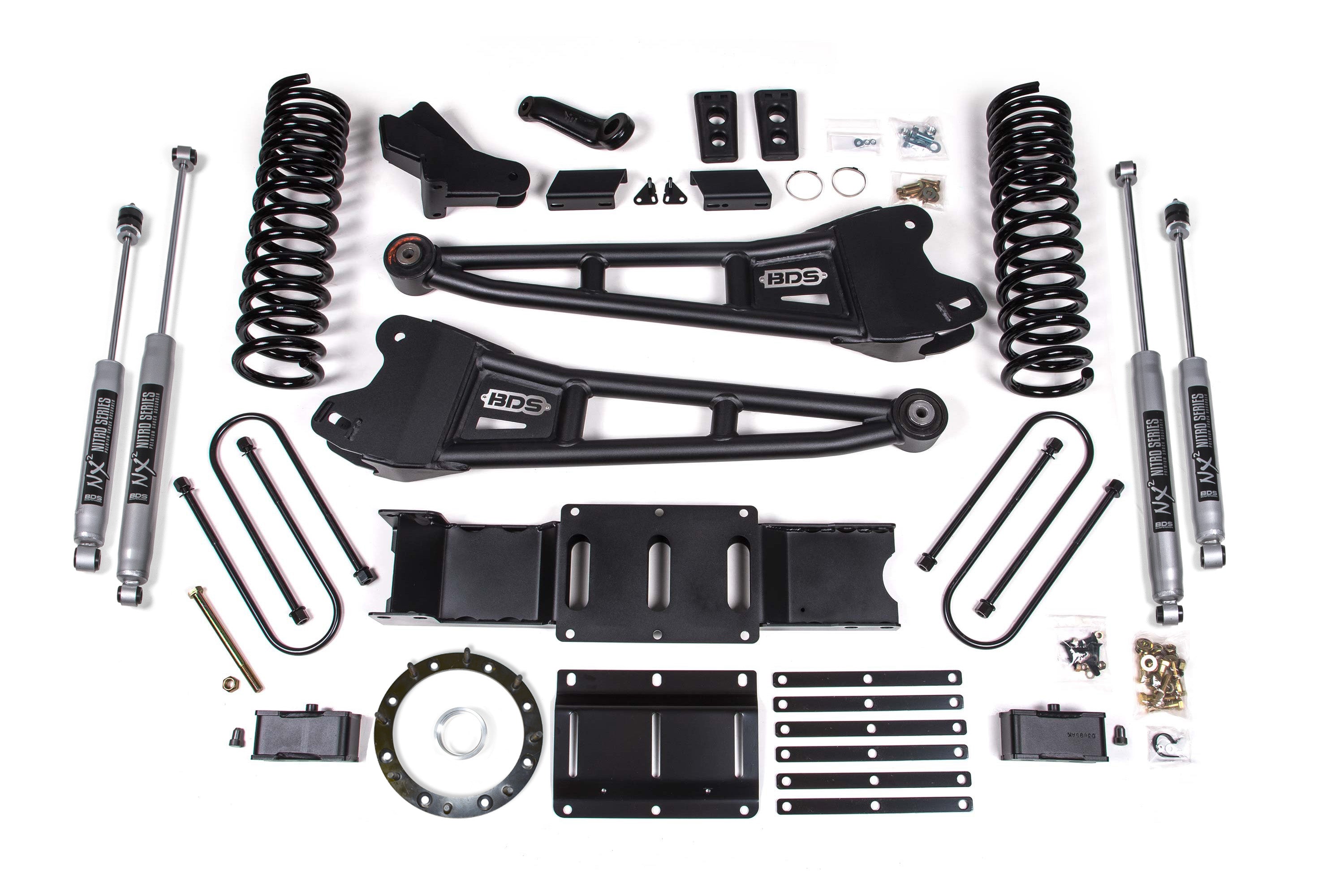 4 Inch Lift Kit w/ Radius Arm | 2 Inch Rear Block | Ram 3500 (19-24) 4WD | Diesel - Without Factory Rear Overload Leaf / 8 Bolt / NX2 Nitro Series