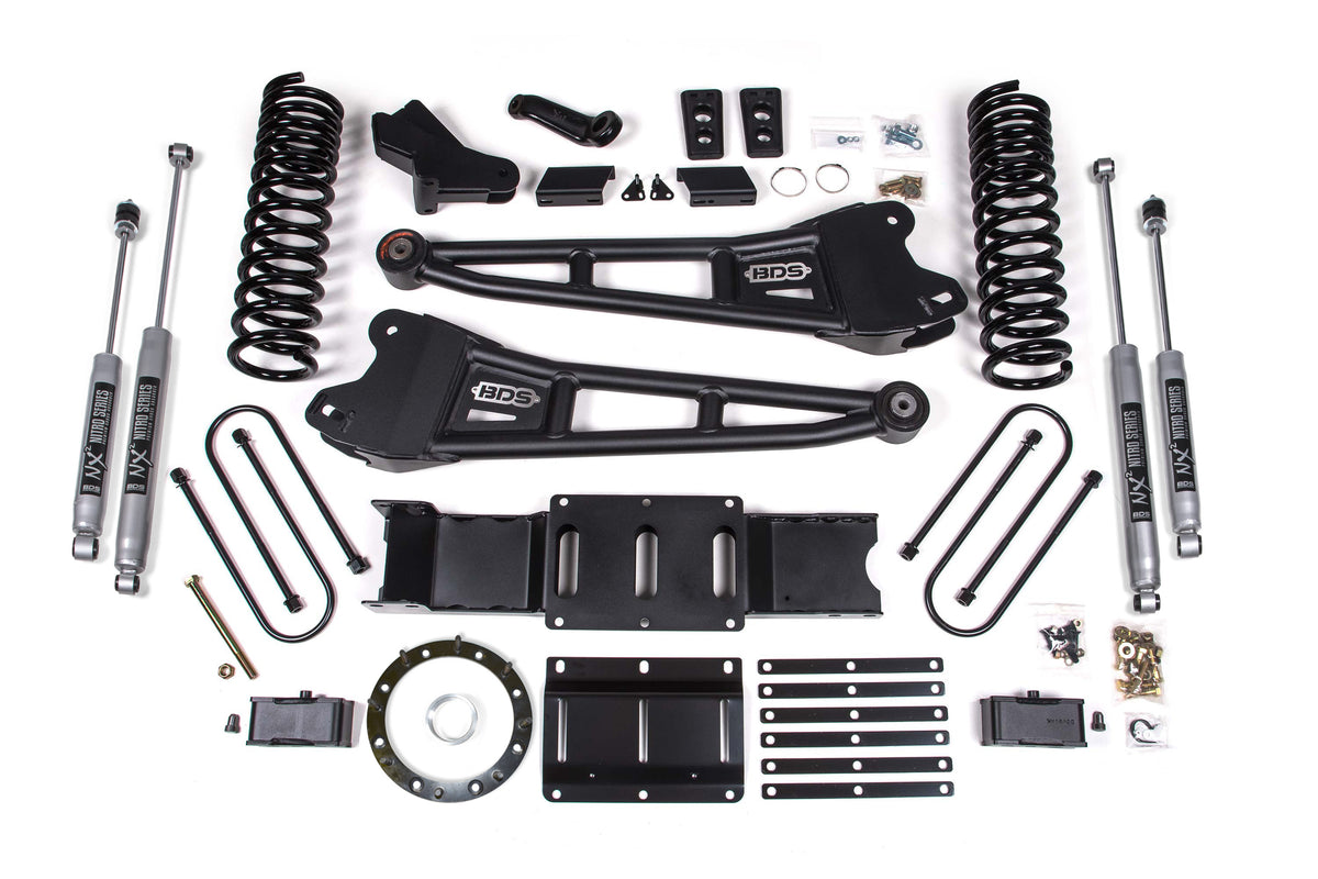 4 Inch Lift Kit w/ Radius Arm | 2 Inch Rear Block | Ram 3500 (19-24) 4WD | Diesel - With Factory Rear Overload Leaf / 6 Bolt / FOX 2.0 Performance Series
