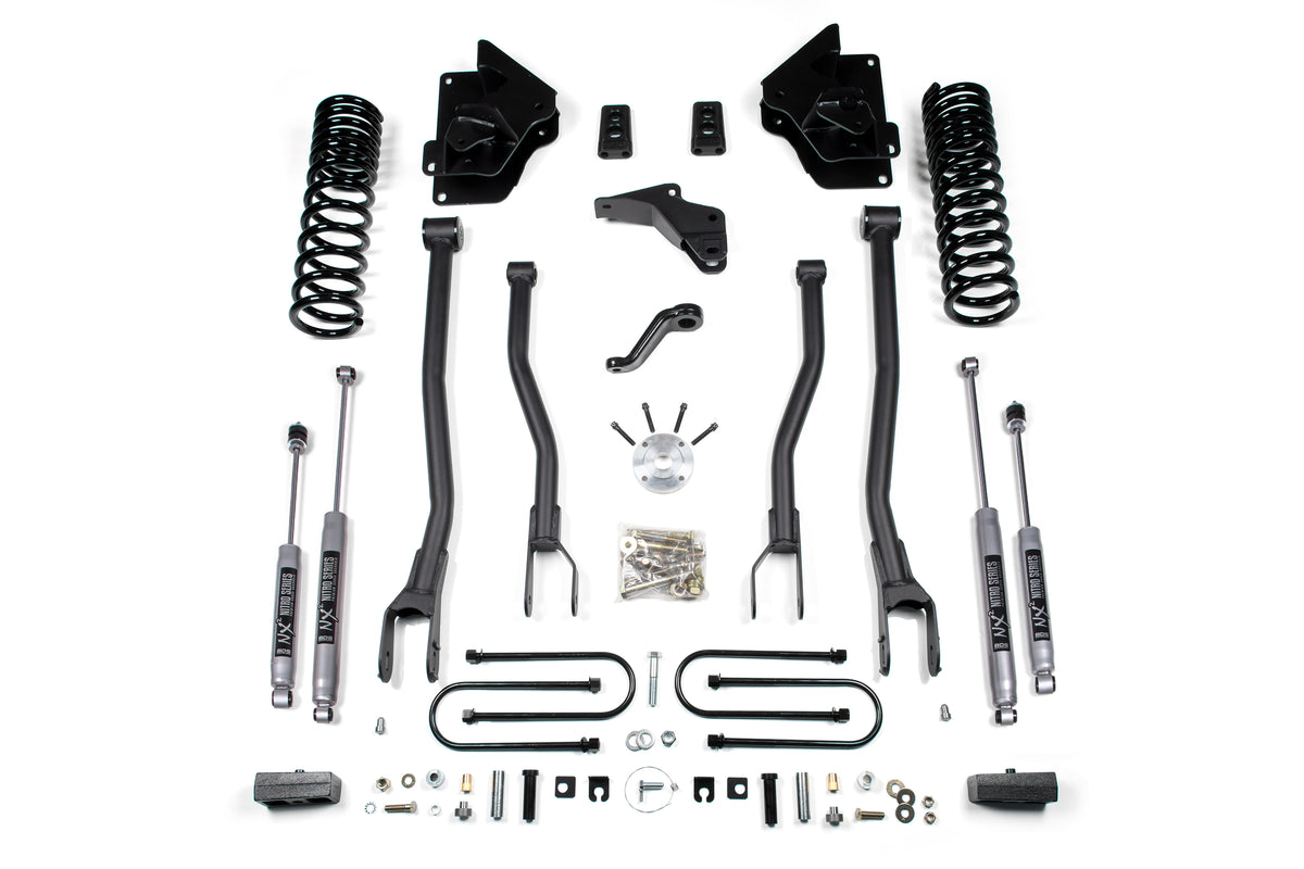 4 Inch Lift Kit w/ 4-Link | Ram 3500 (13-18) 4WD | Gas - 3 Inch Block Kit / FOX 2.0 Performance Series