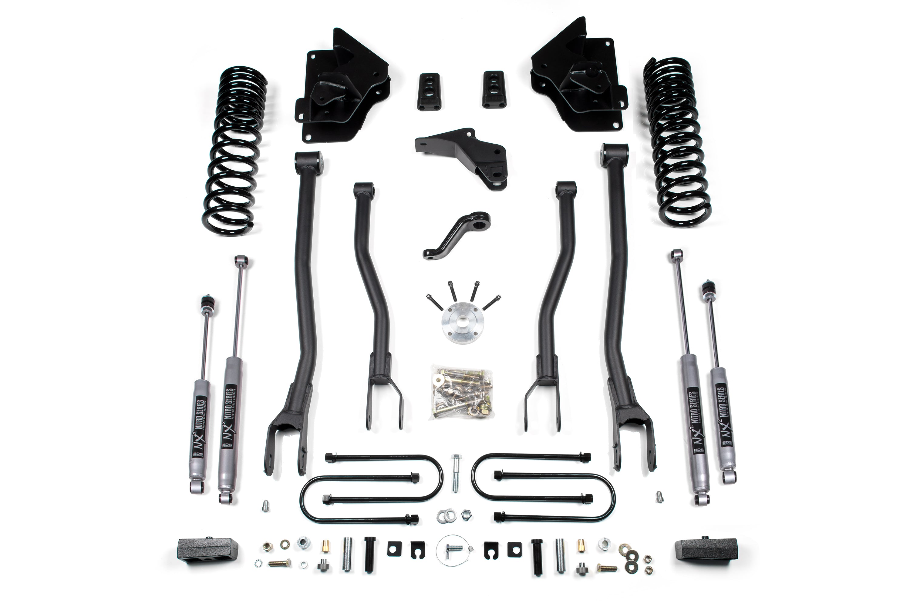 4 Inch Lift Kit w/ 4-Link | Ram 3500 (13-18) 4WD | Gas - 3 Inch Block Kit / NX2 Nitro Series