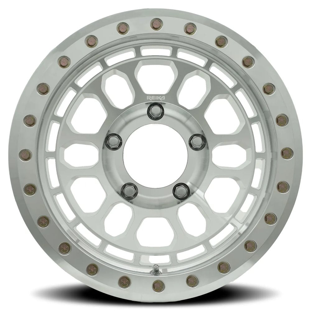 Reika R35 Rambler Beadlock wheel in Machined – face view
