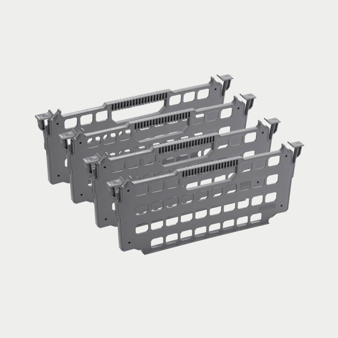 [A0083-4DIV-GRY] four pack of drawer dividers on grey background