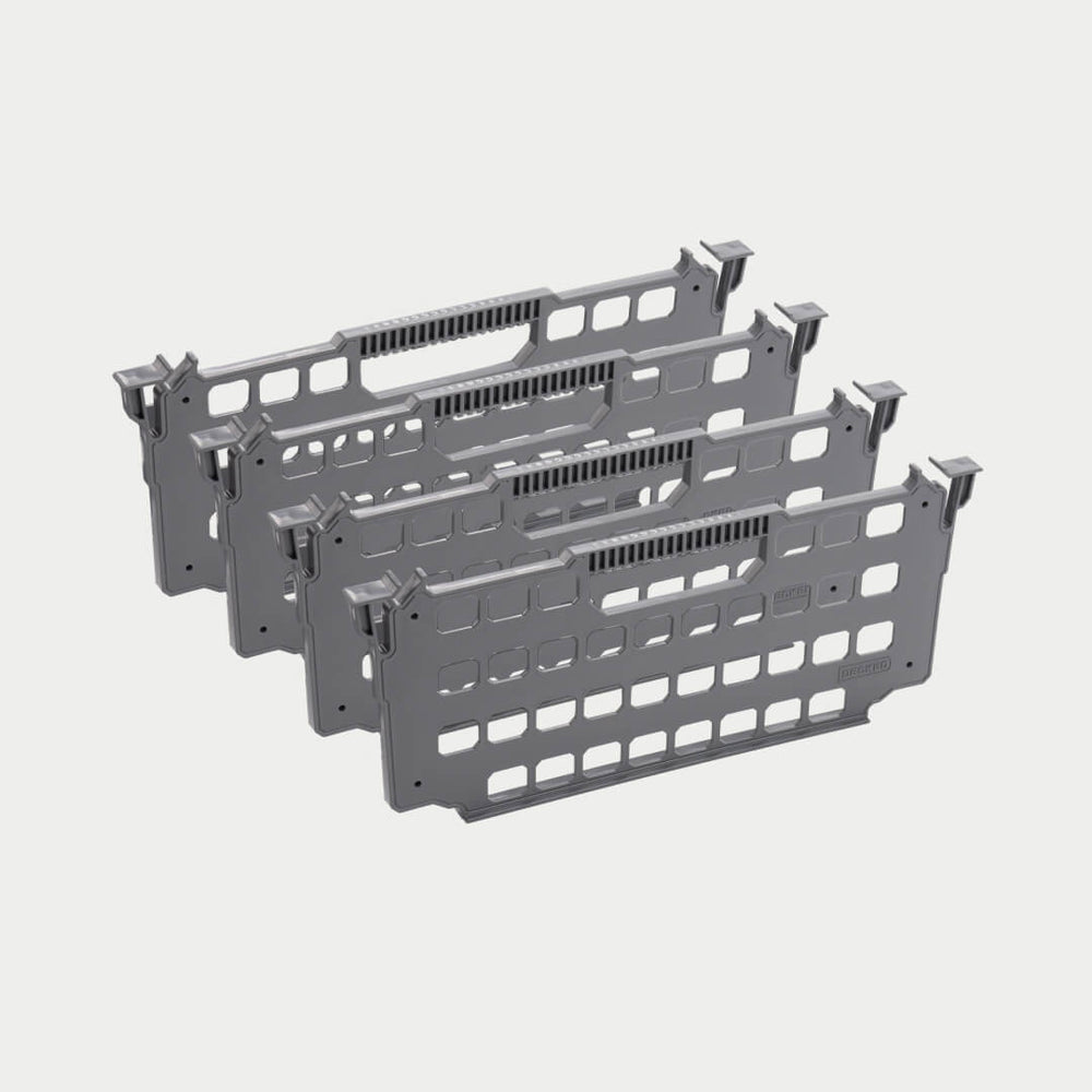 [A0083-4DIV-GRY] four pack of drawer dividers on grey background