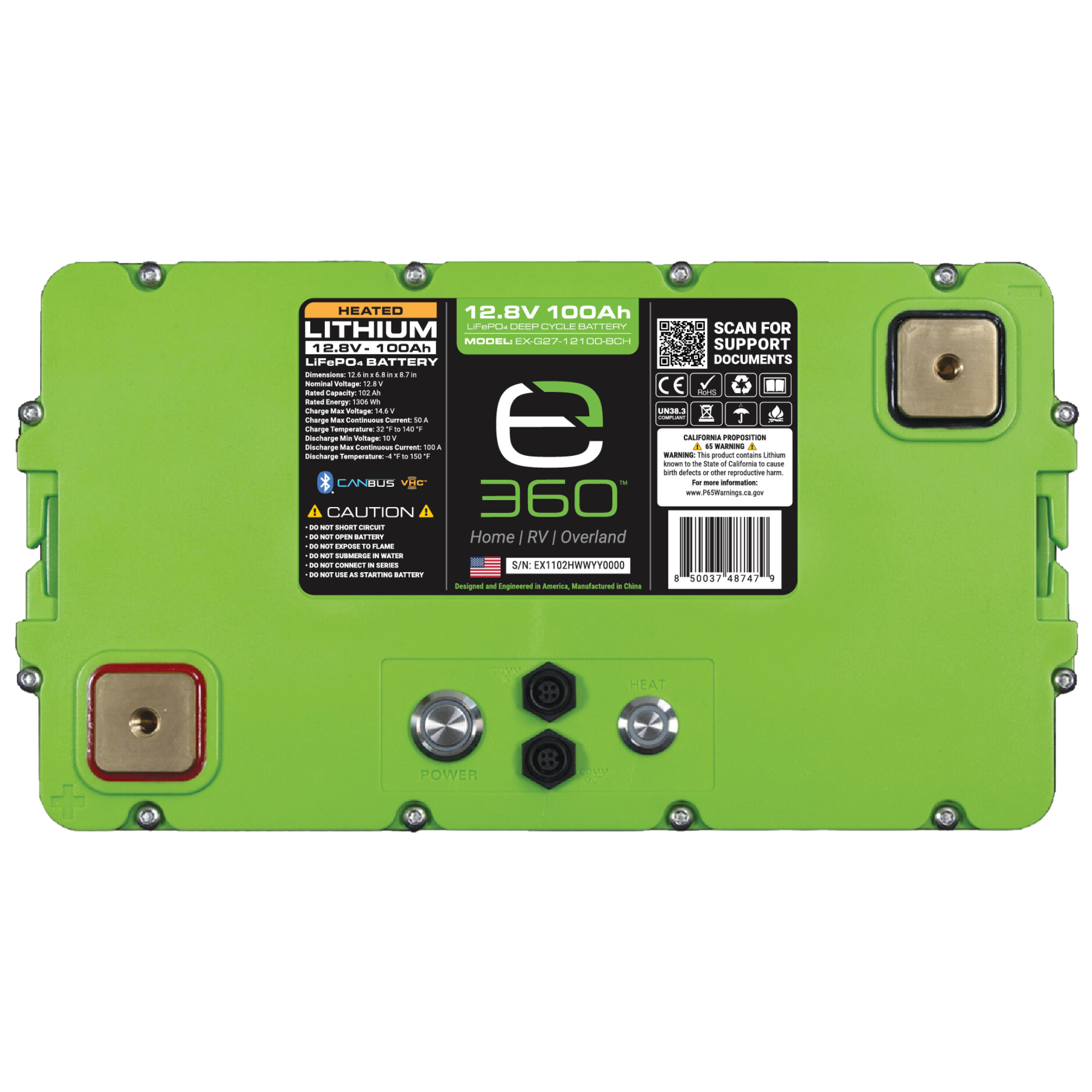 Expion360 12V 100Ah LiFePO4 Lithium Battery Group 27 – Bluetooth & Heated