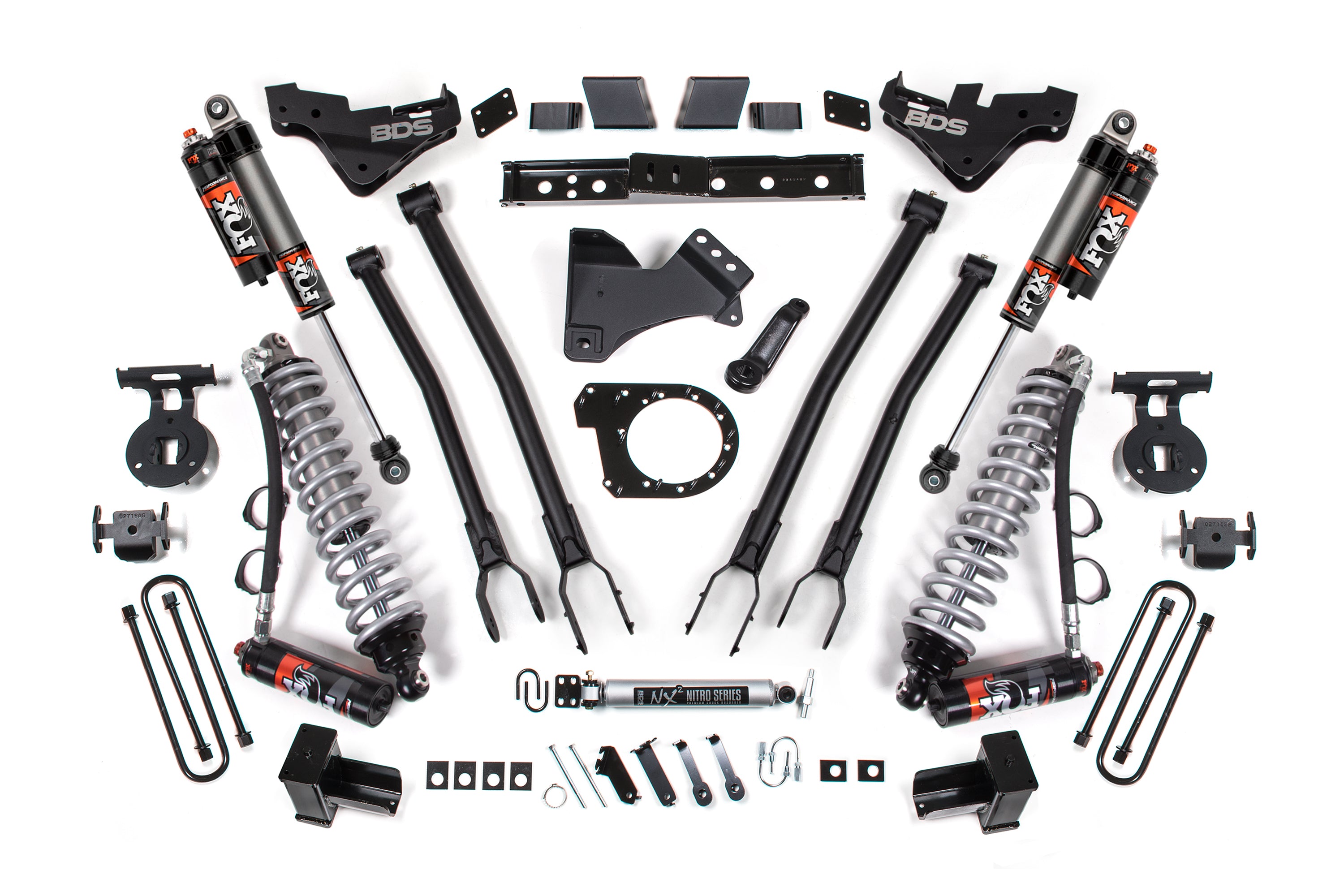 7 Inch Lift Kit w/ 4-Link | FOX 2.5 Performance Elite Coilover Conversion | Ford F250/F350 Super Duty (23-26) 4WD | Diesel - Leaf Springs