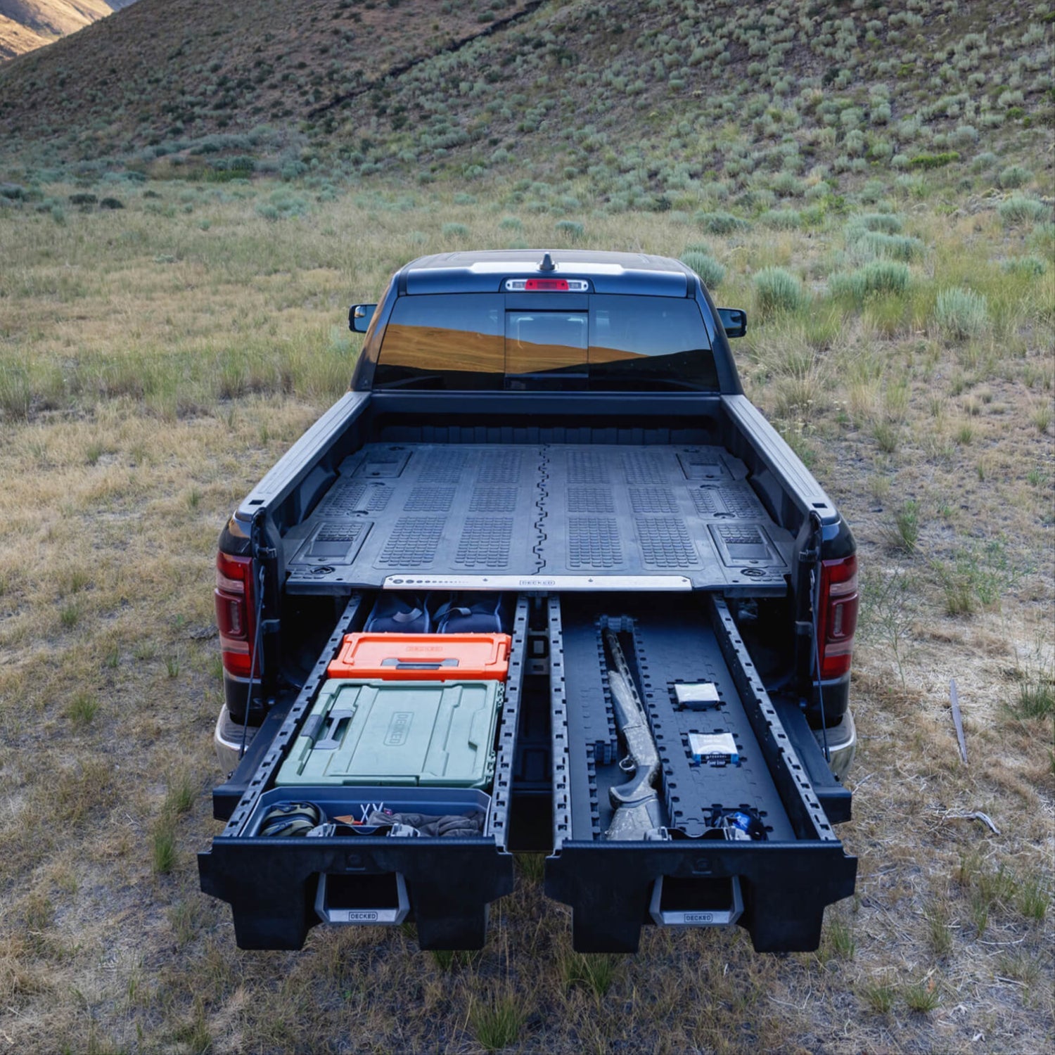 [A0150-PZFM-VXLG, A0151-PZFM-VXST] A Drawer System organized to the nines. One drawer has D-co cases and the other drawer has a shotgun and shells neatly tucked into the Piecekeeper PuzzleFoam.