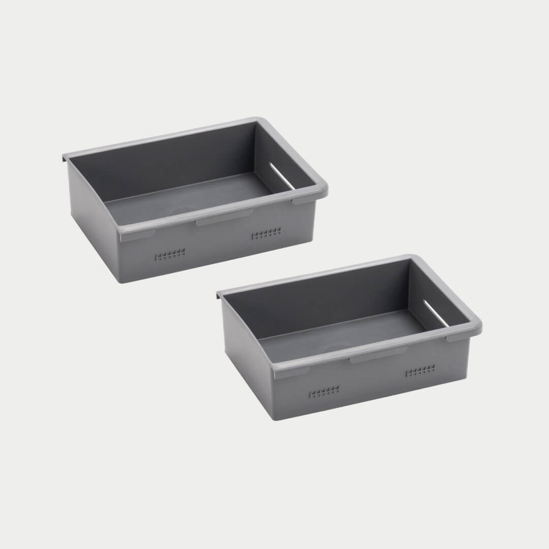 [A0086-SSBN-GRY] Set of two shallow Stash Bins