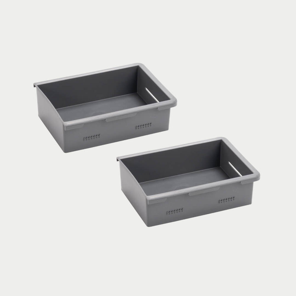 [A0086-SSBN-GRY] Set of two shallow Stash Bins