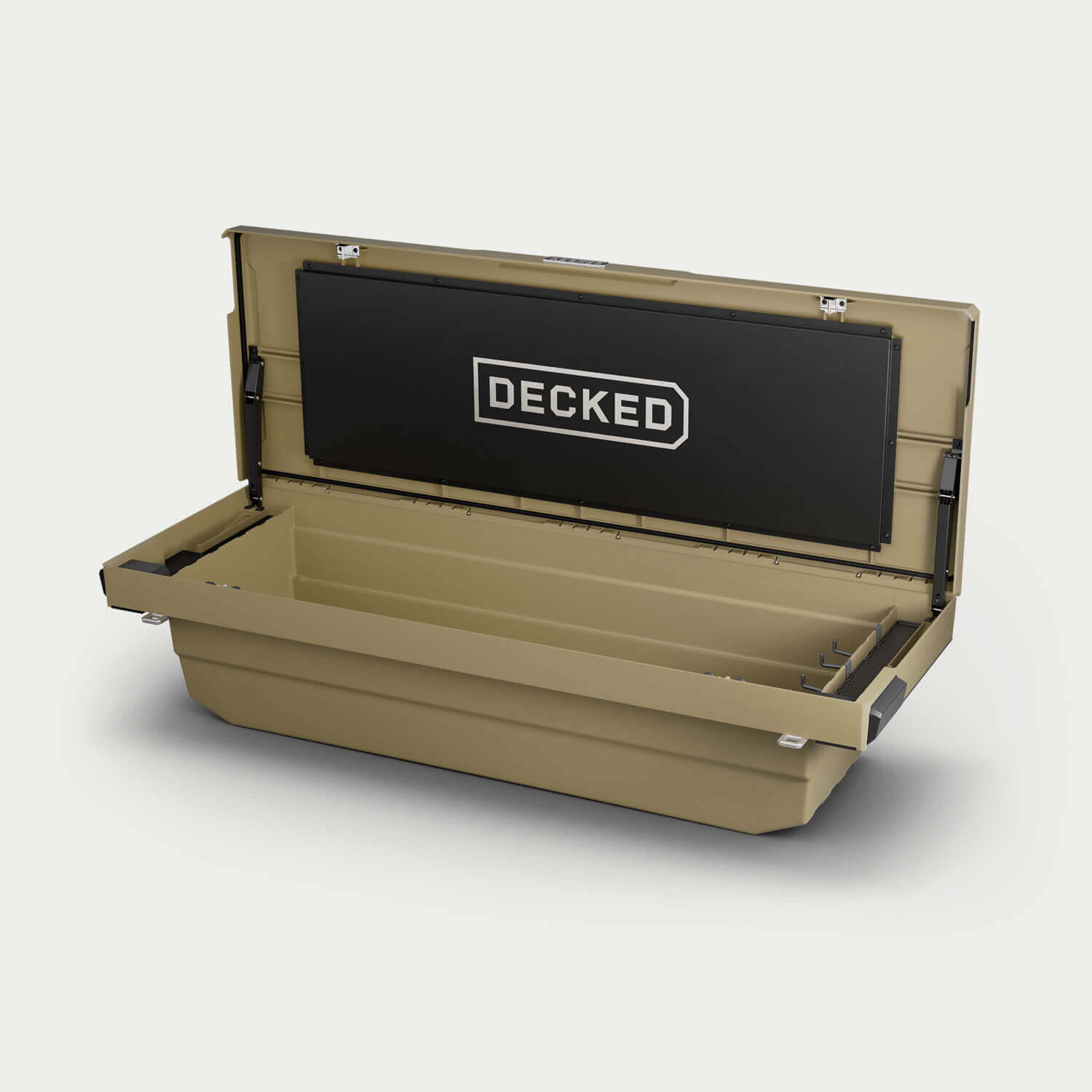 [DTB2-TAN, DTB2T22-TAN] Desert Tan toolbox with 'DECKED' logo on a white background